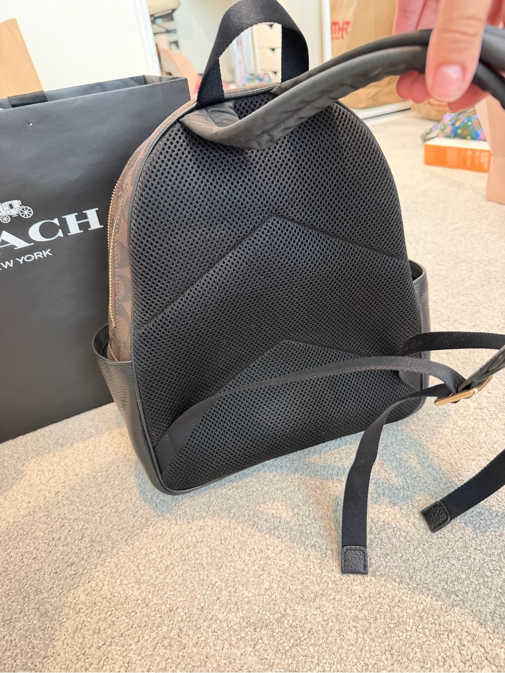 Coach Brown Signature Mini Backpack with Black Trim - Picture 2 of 13